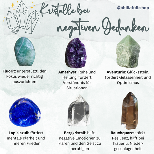 Kristalle, die dich bei negativen Gedanken und Grübeln unterstützen können 🧘🏻♀️📿