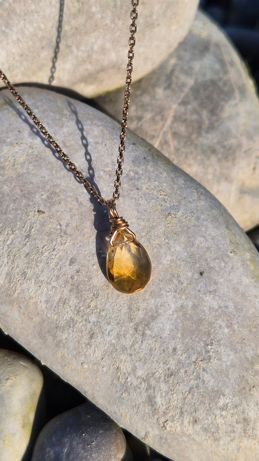 Citrin Golden Aura Halskette