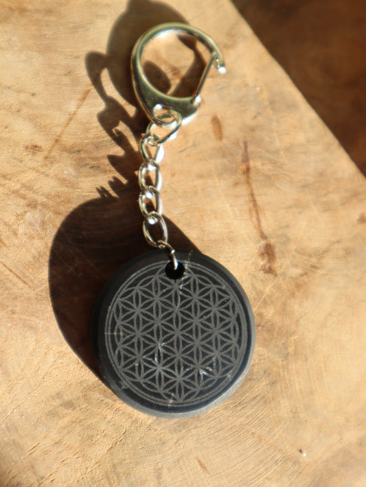 Schungit Blume des Lebens Schlüsselanhänger
