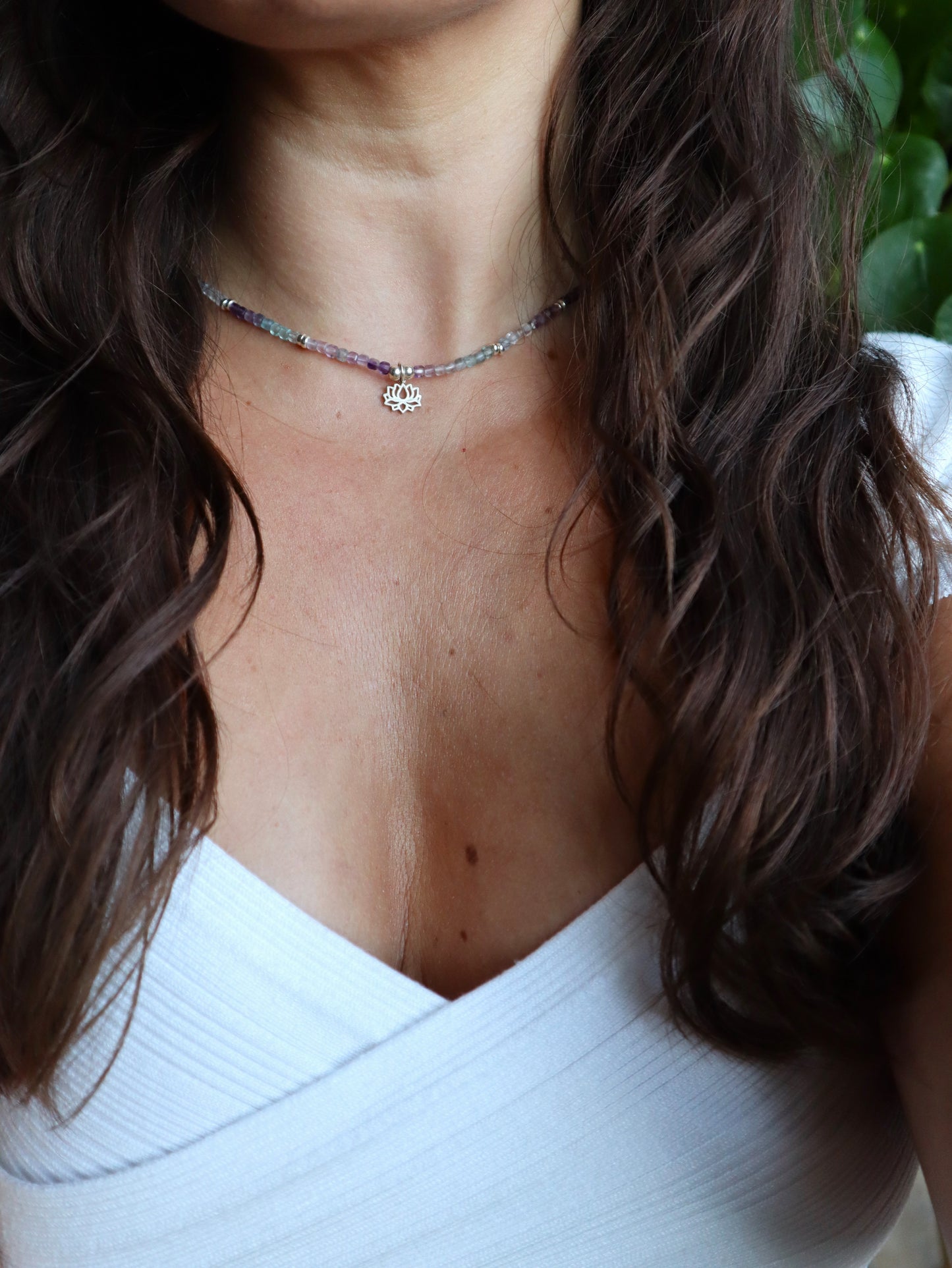Regenbogen Fluorit Prism Dream Lotus Kette