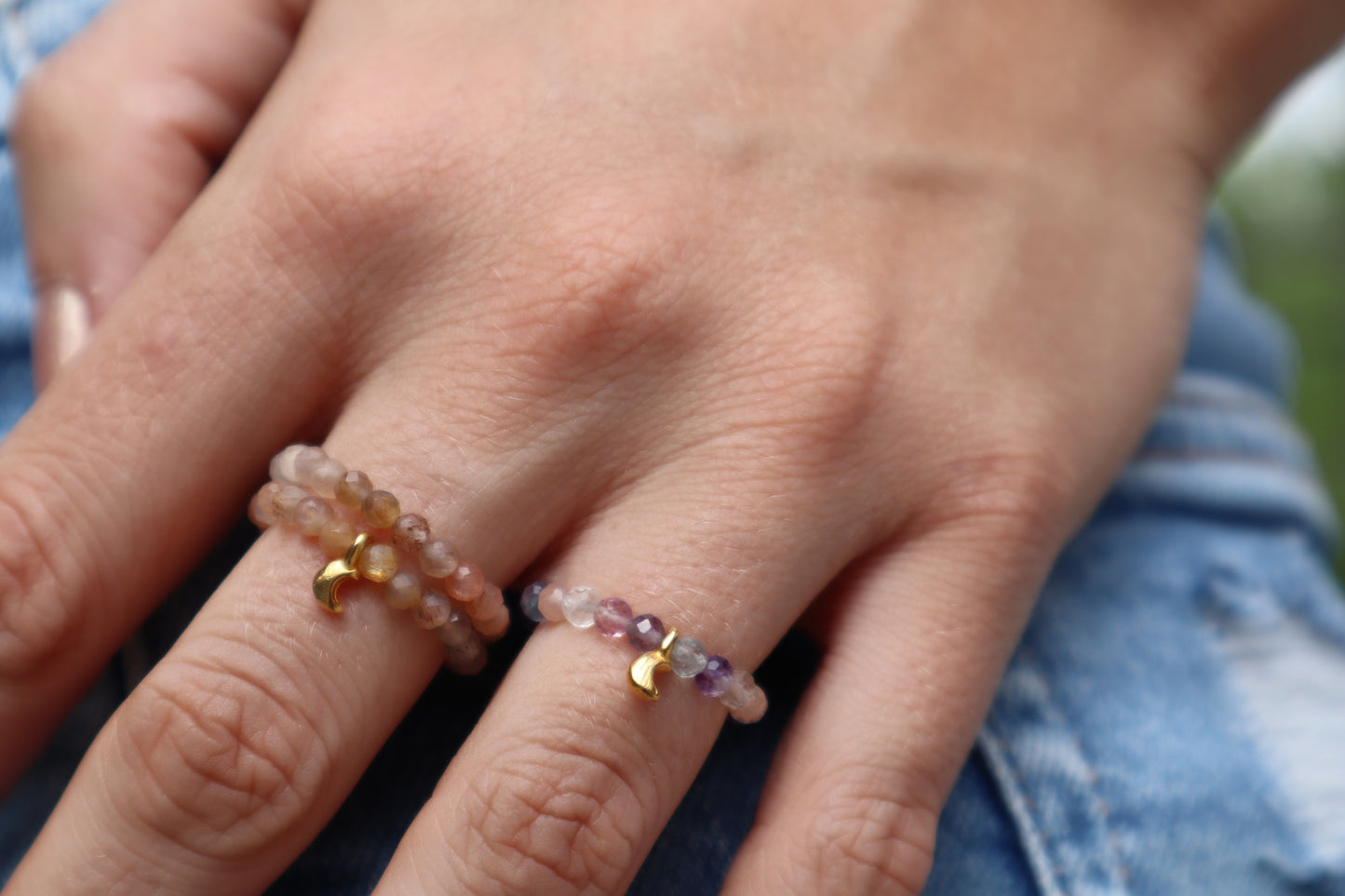 Regenbogen-Fluorit Ring Mond