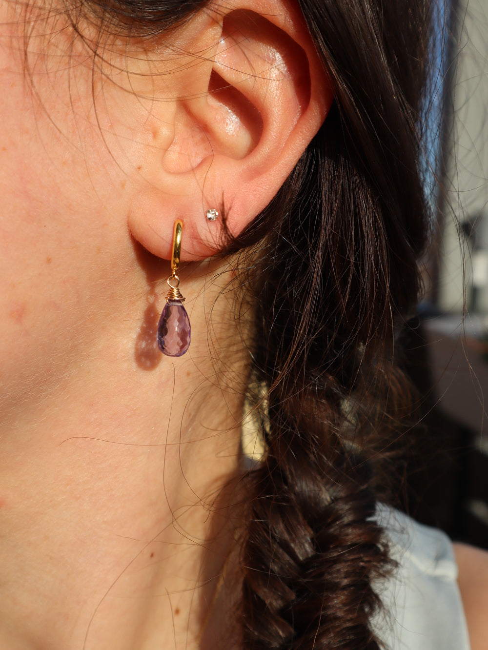 Amethyst Tropfen facettiert Ohrringe