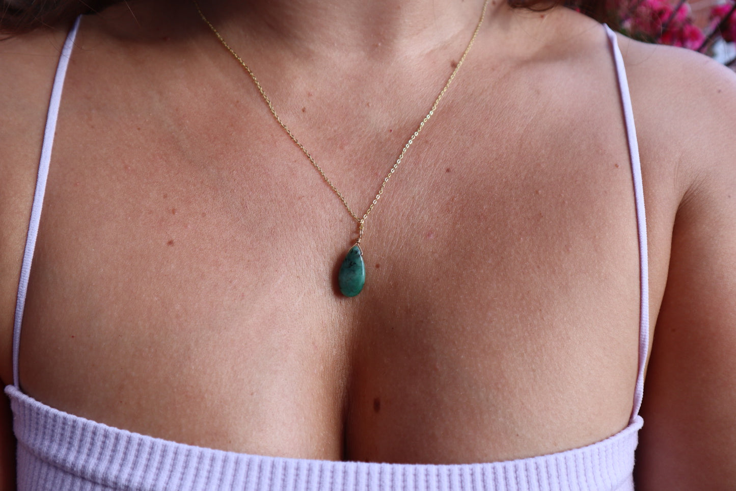 Smaragd Tropfen Kette