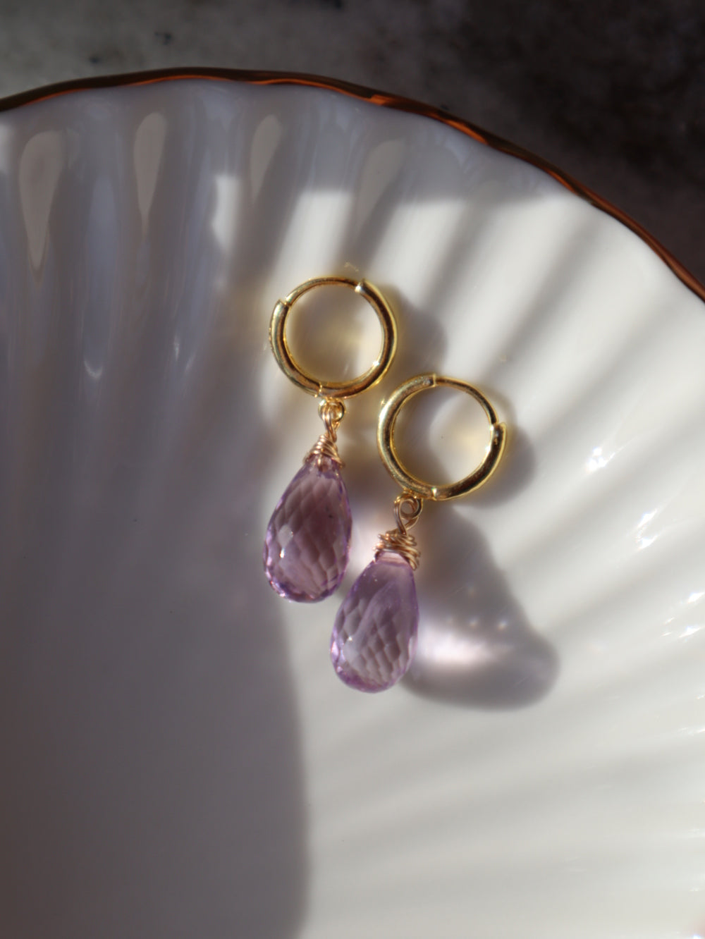 Amethyst Tropfen facettiert Ohrringe
