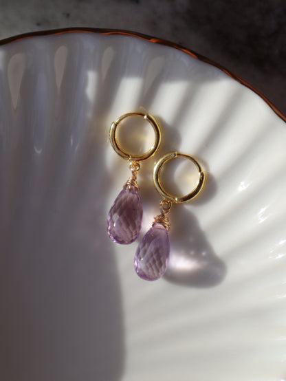 Amethyst Tropfen facettiert Ohrringe