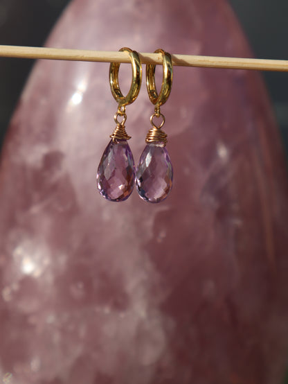 Amethyst Tropfen facettiert Ohrringe