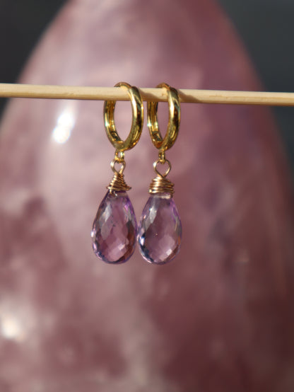 Amethyst Tropfen facettiert Ohrringe