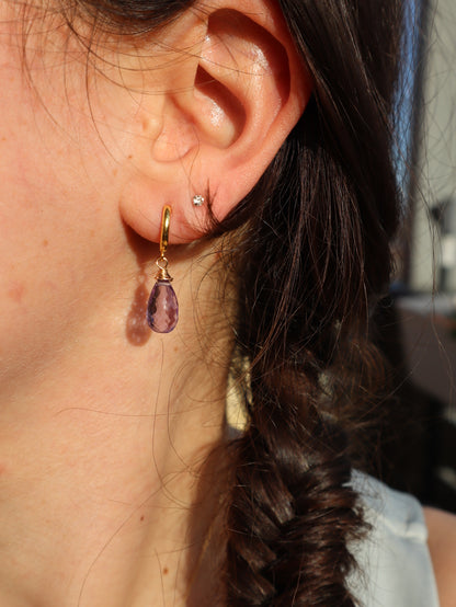 Amethyst Tropfen facettiert Ohrringe